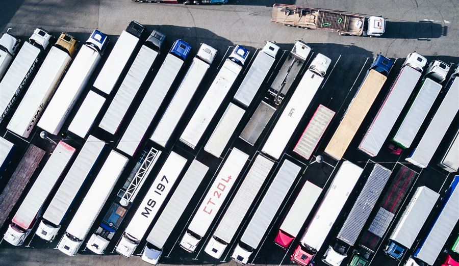 Aerial view of a commercial vehicle fleet